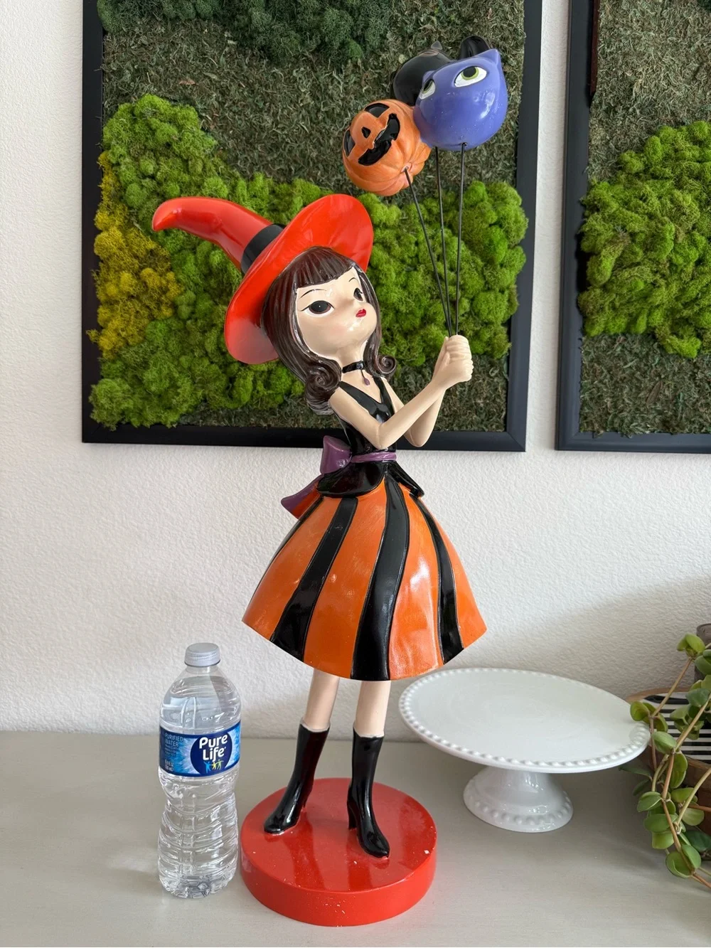 Kids Orange & Black Witch Costume Figurine with Balloon Props
